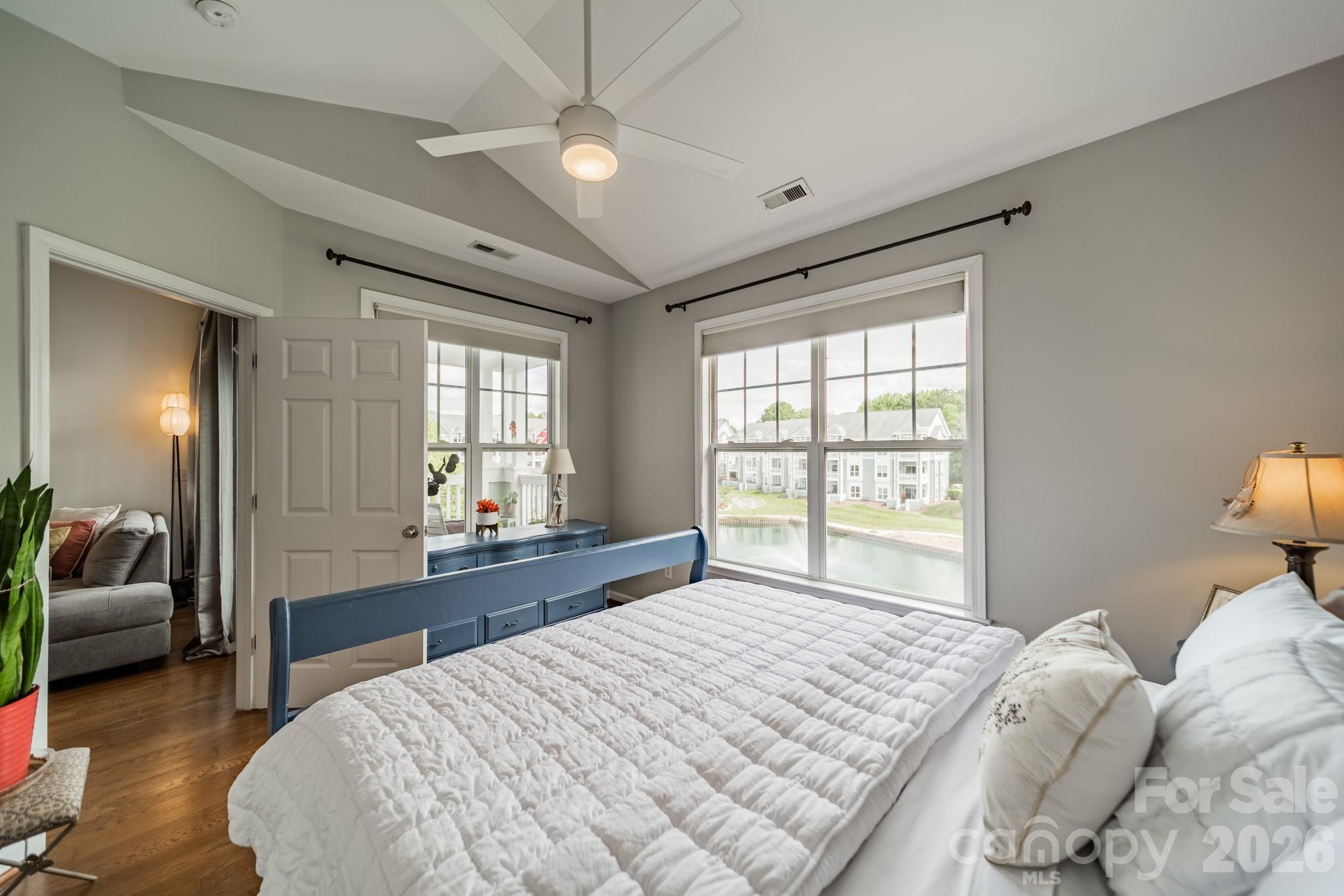 In the Primary bedroom, you have the ability to be greeted by lovely views each morning. - 18736 Nautical Drive, Cornelius