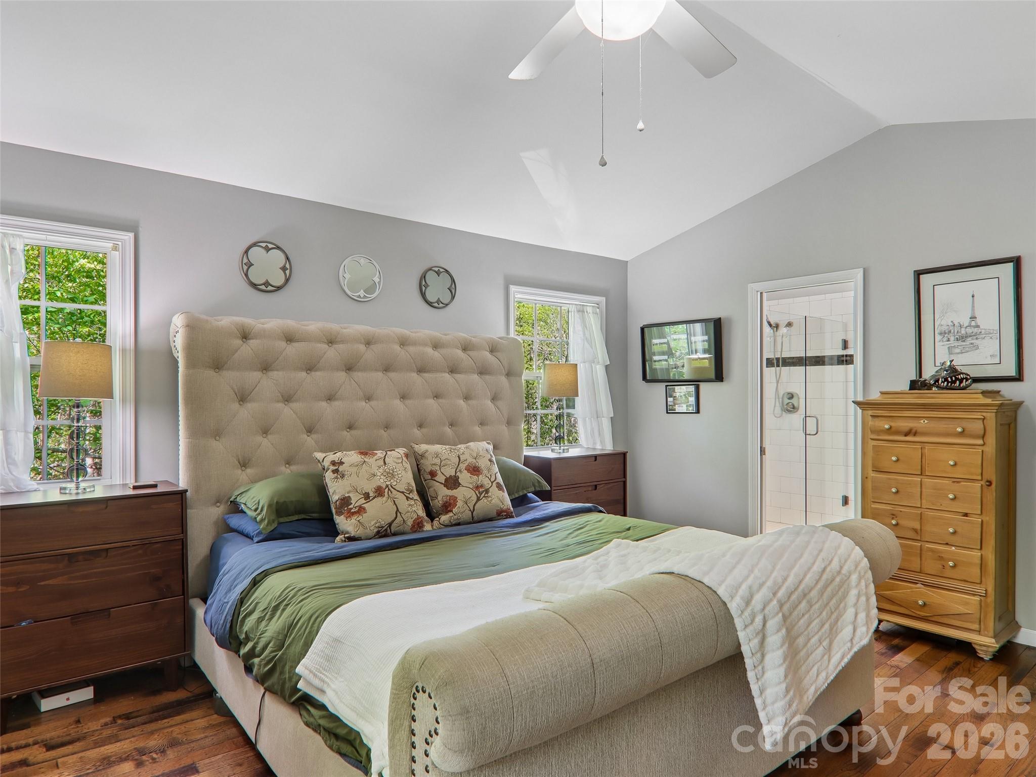Primary bedroom comfortably accompdates a king size bed - 554 Pisgah Forest Drive, Pisgah Forest