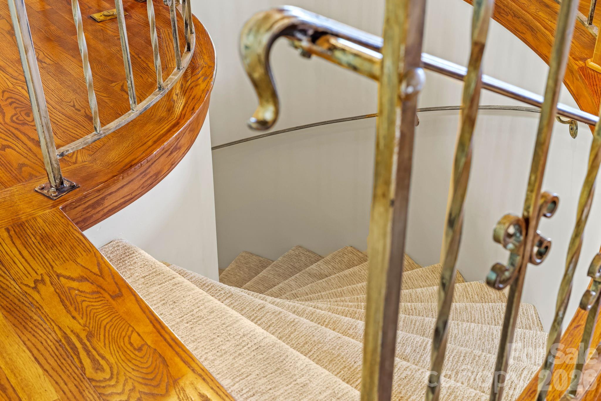 Curved Stairs - 1052 Toxaway Drive, Lake Toxaway