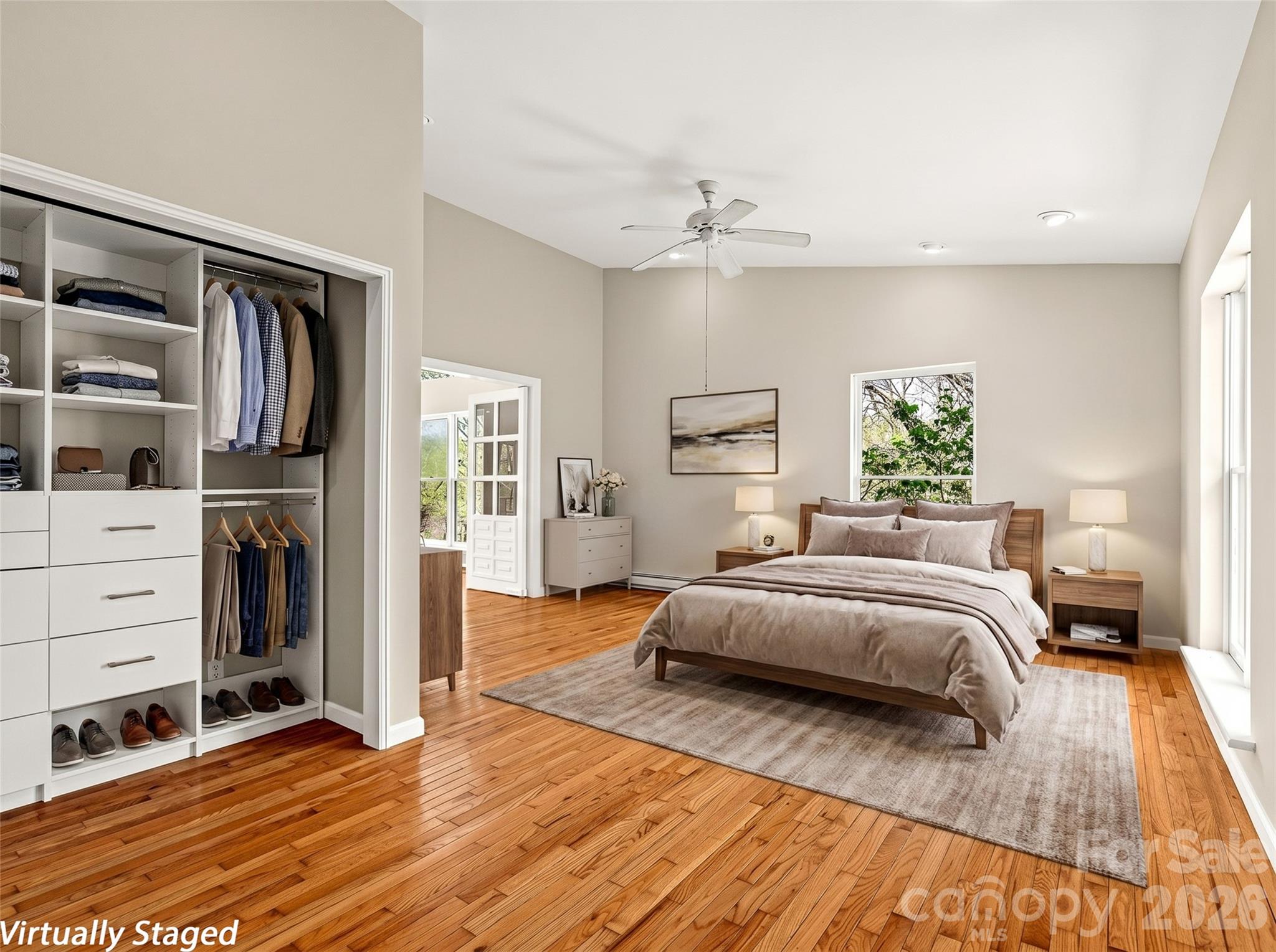 generous primary bedroom on the main level - 76 Raven Rock Lane, Marshall