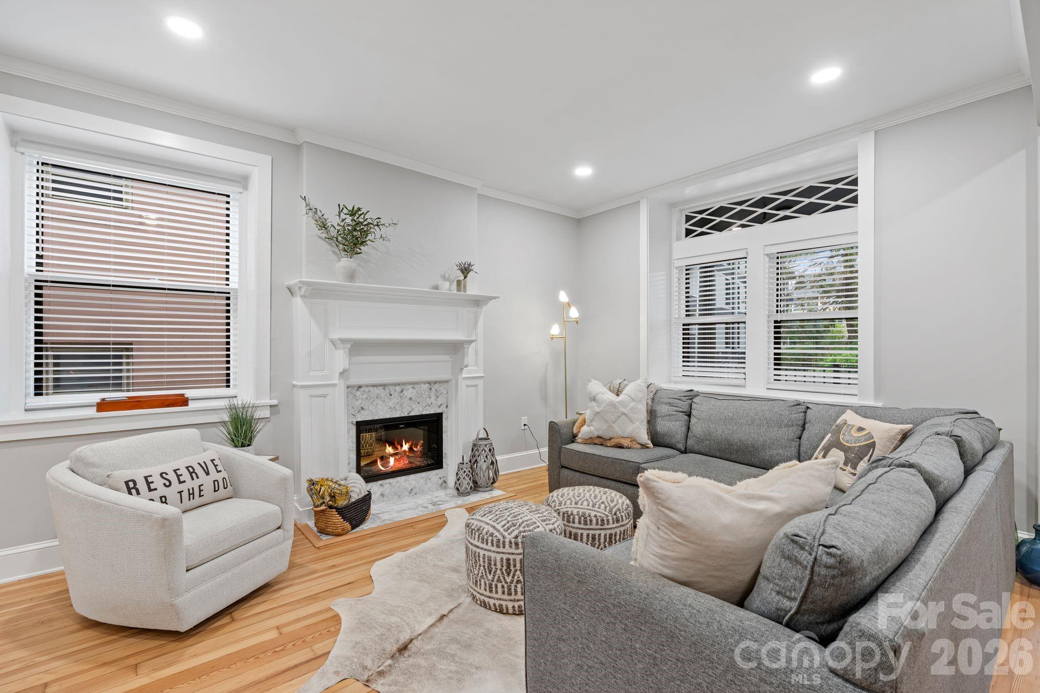 Spacious den with electric fireplace - 134 Biltmore Avenue, Asheville