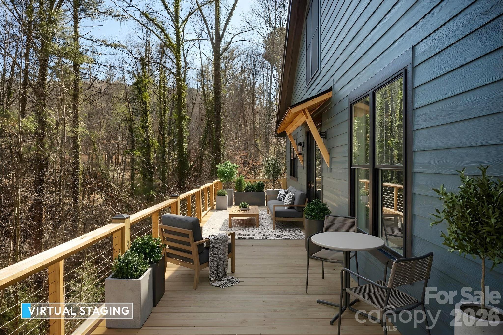 Full Length Rear Deck - 22 Deep Woods Road, Weaverville