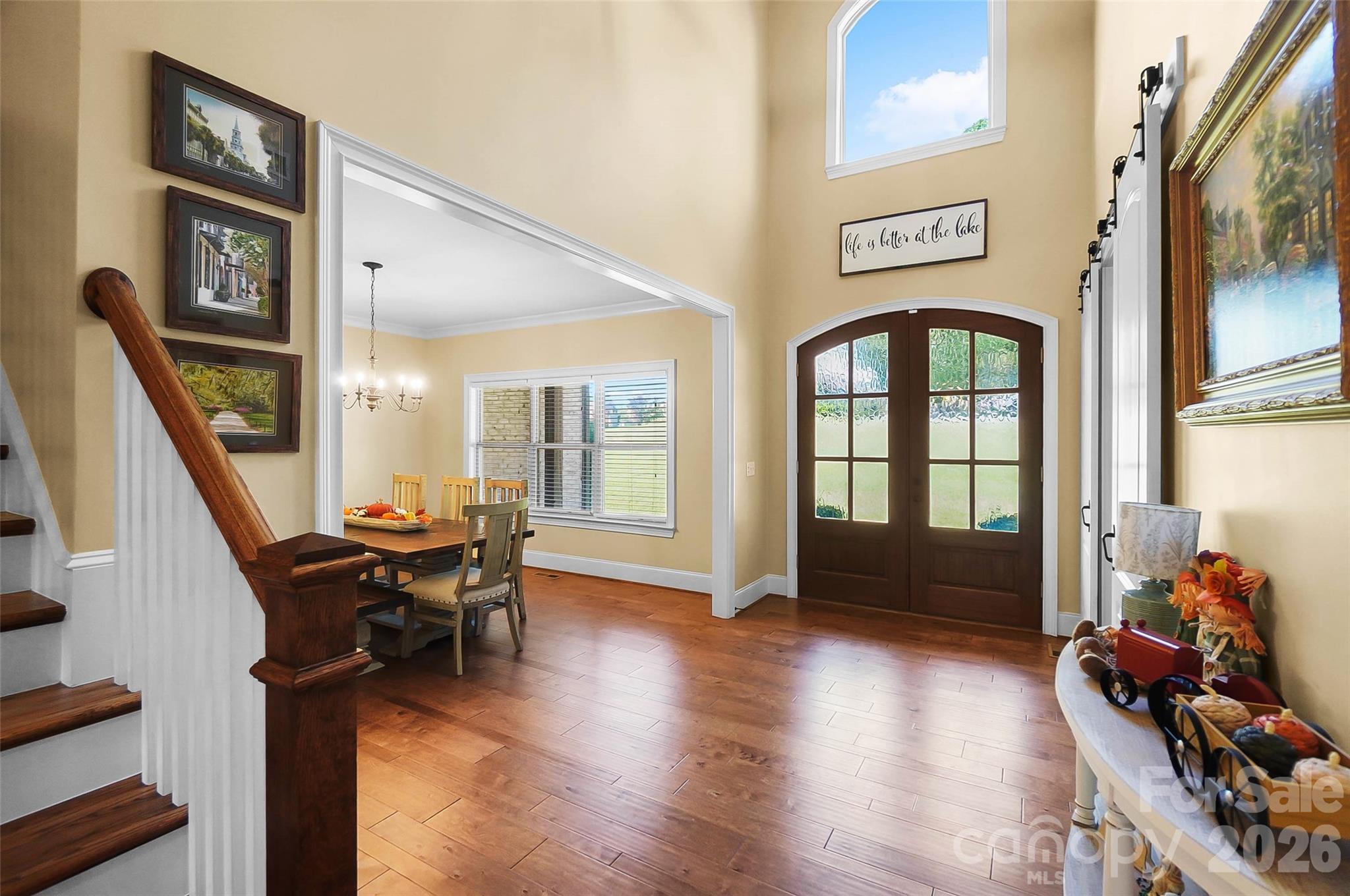 Grand foyer with staircase and hardwood floors - 3612 Lake Twitty Drive, Monroe