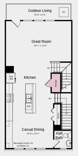 Main Level Floor Plan - Additional Highlights Include: Ledge at primary shower, quick tread and painted risers at 1st to 2nd floor, white cabinets, and blinds - 3912 Clemson Alley, Indian Land