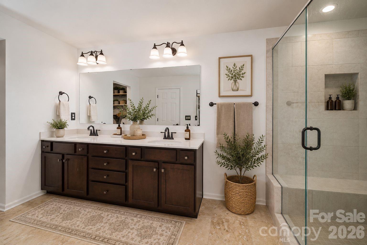 Virtually enhanced master bathroom - 157 Old Harbor Drive, Mount Gilead