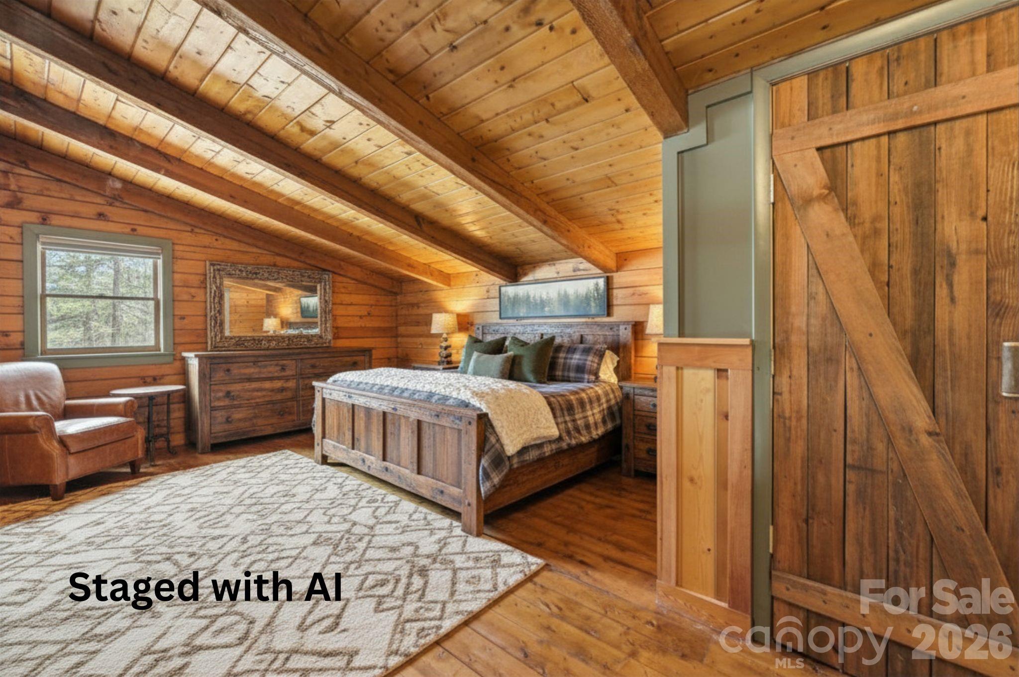 Upstairs bedroom staged with AI - 1837 E Alarka Road, Bryson City