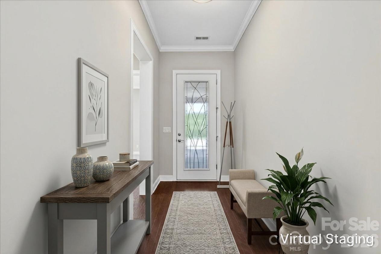 Entry Hallway w/ Stained Glass Front Door - 249 Stone Mountain Way, Denver