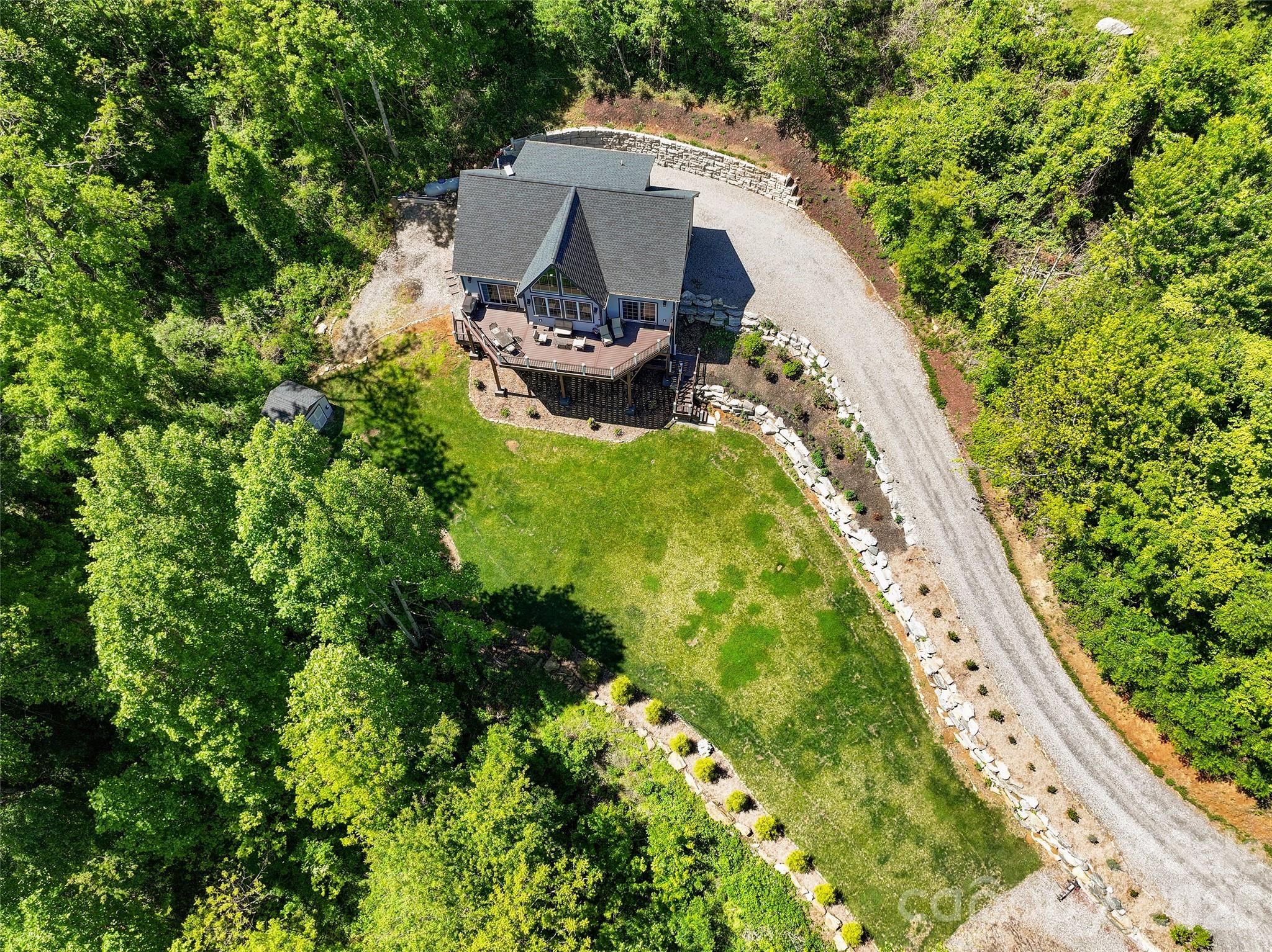 Drone Aerial showing beautiful landscaping - 114 Nesting Ridge, Waynesville