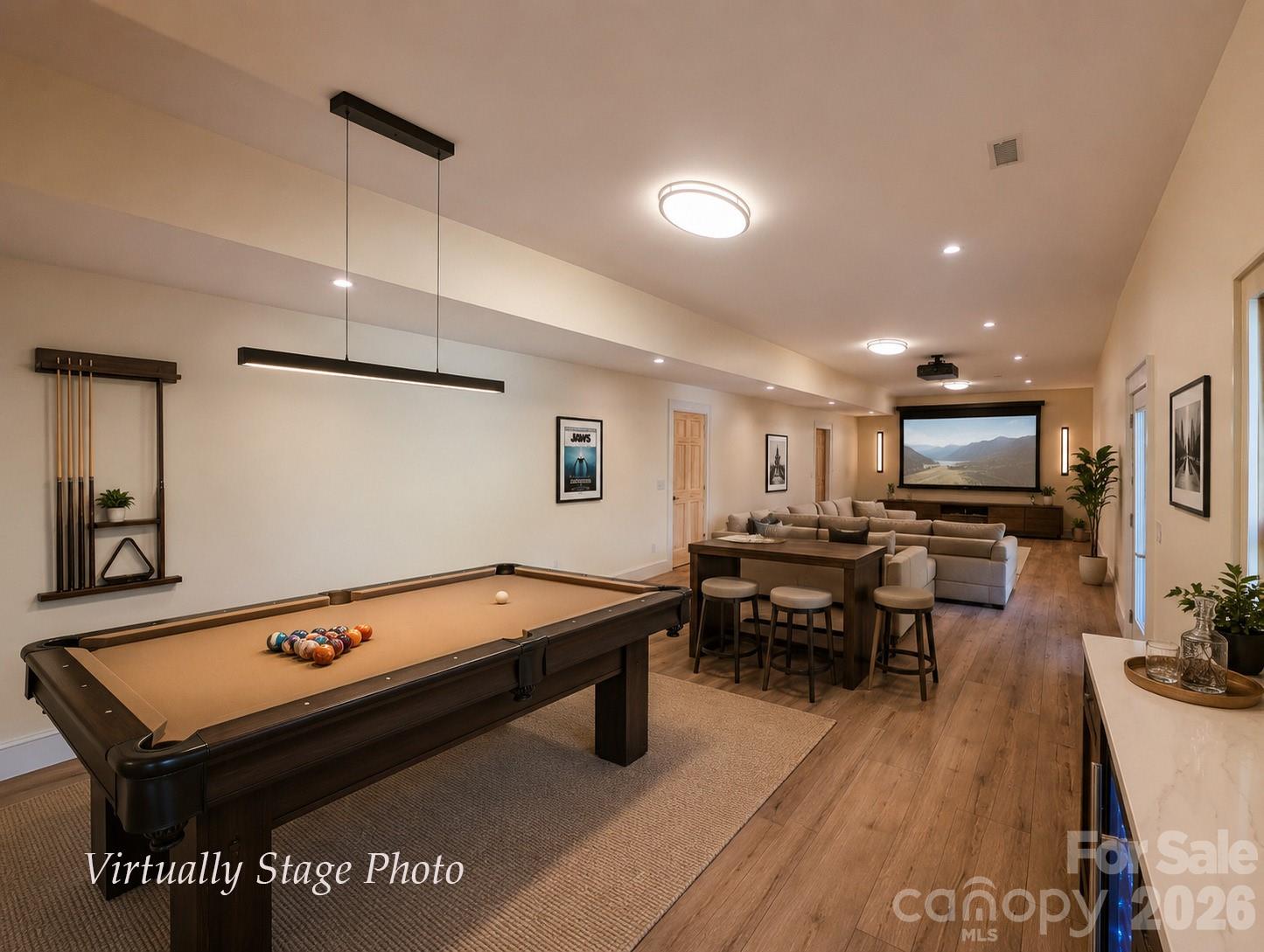 Virtually Stage Representation of downstairs flex-space. The back wall is ideal for you very own home theater dreams! - 338 Majestic Mountain Drive, Burnsville