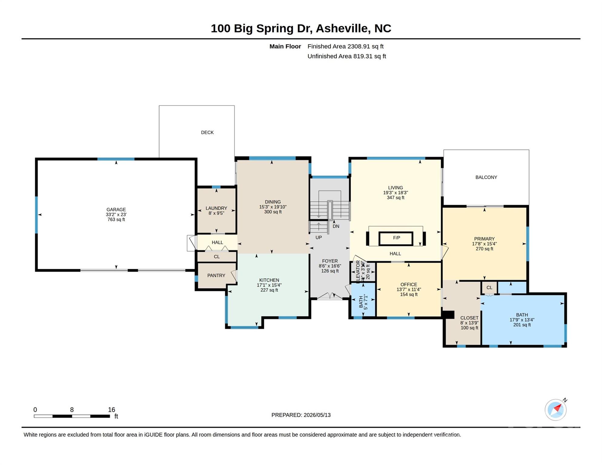 Main level floor plan. - 100 Big Spring Drive, Asheville
