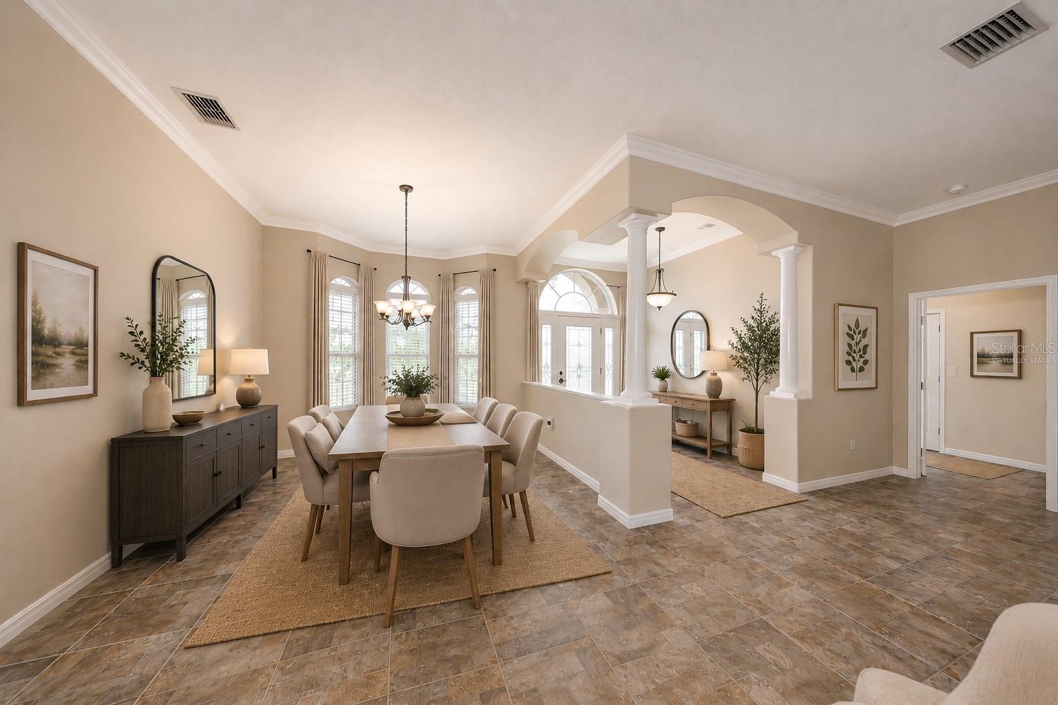 virtually staged main dining area - 17706 BRIDLEWOOD CT, PARRISH
