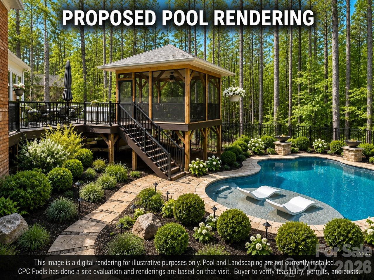 CPC Pools has evaluated & indicated that a pool may be accommodated in the location as illustrated. - 4950 River Hills Drive, Denver