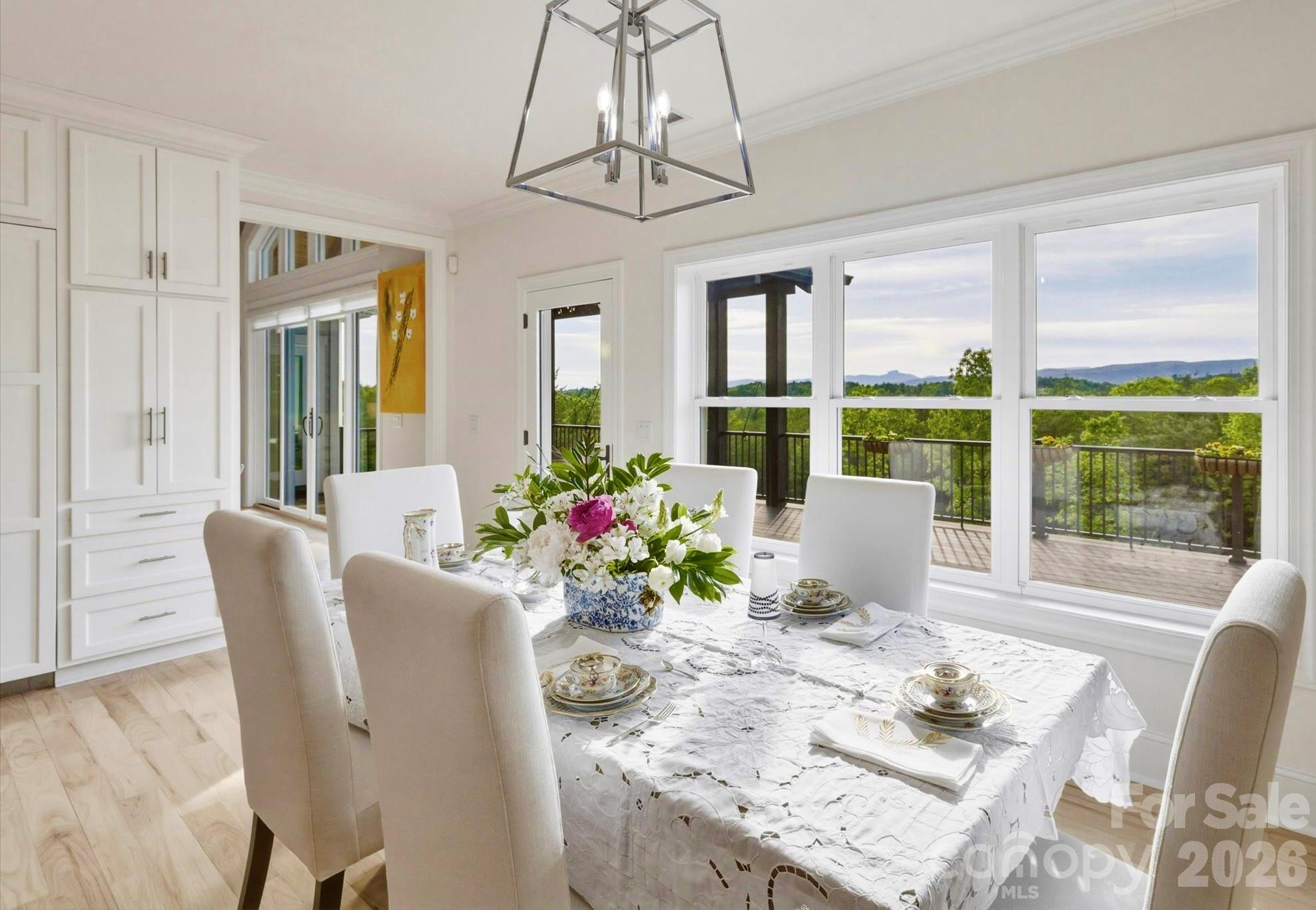 The eat-in dining space bathed in natural light with beautiful Blue Ridge Mountain views — the perfect spot for casual meals and memorable gatherings. - 1506 High Valley Way, Lenoir