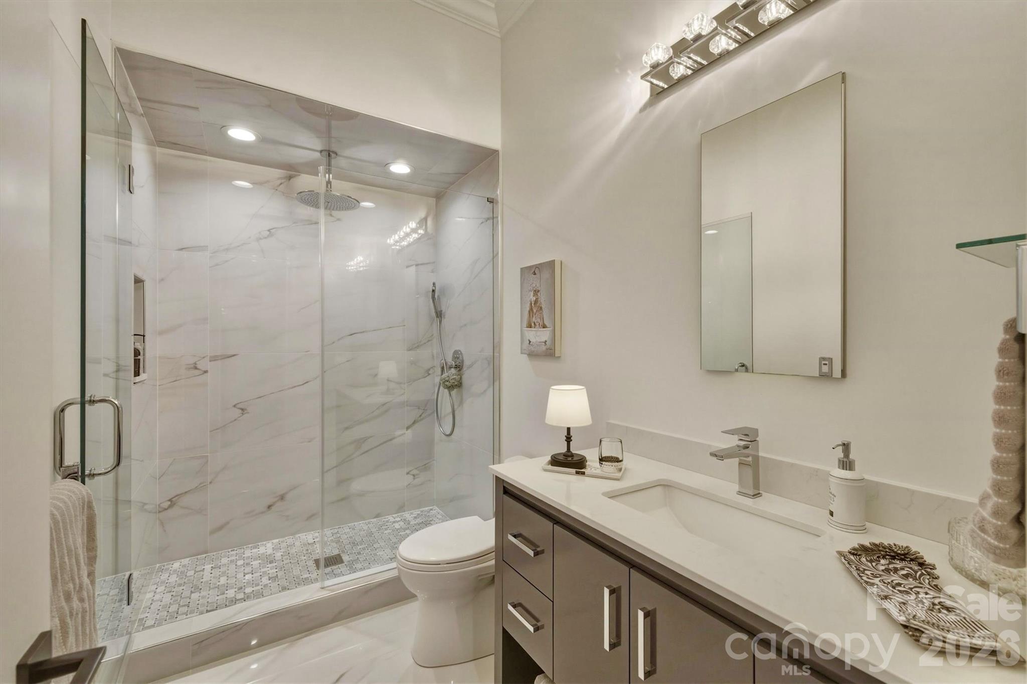 Both guest bathrooms have a Hansgrohe and Axor faucet and shower system • Robern Designer medicine cabinet • towel warmer - 1506 High Valley Way, Lenoir
