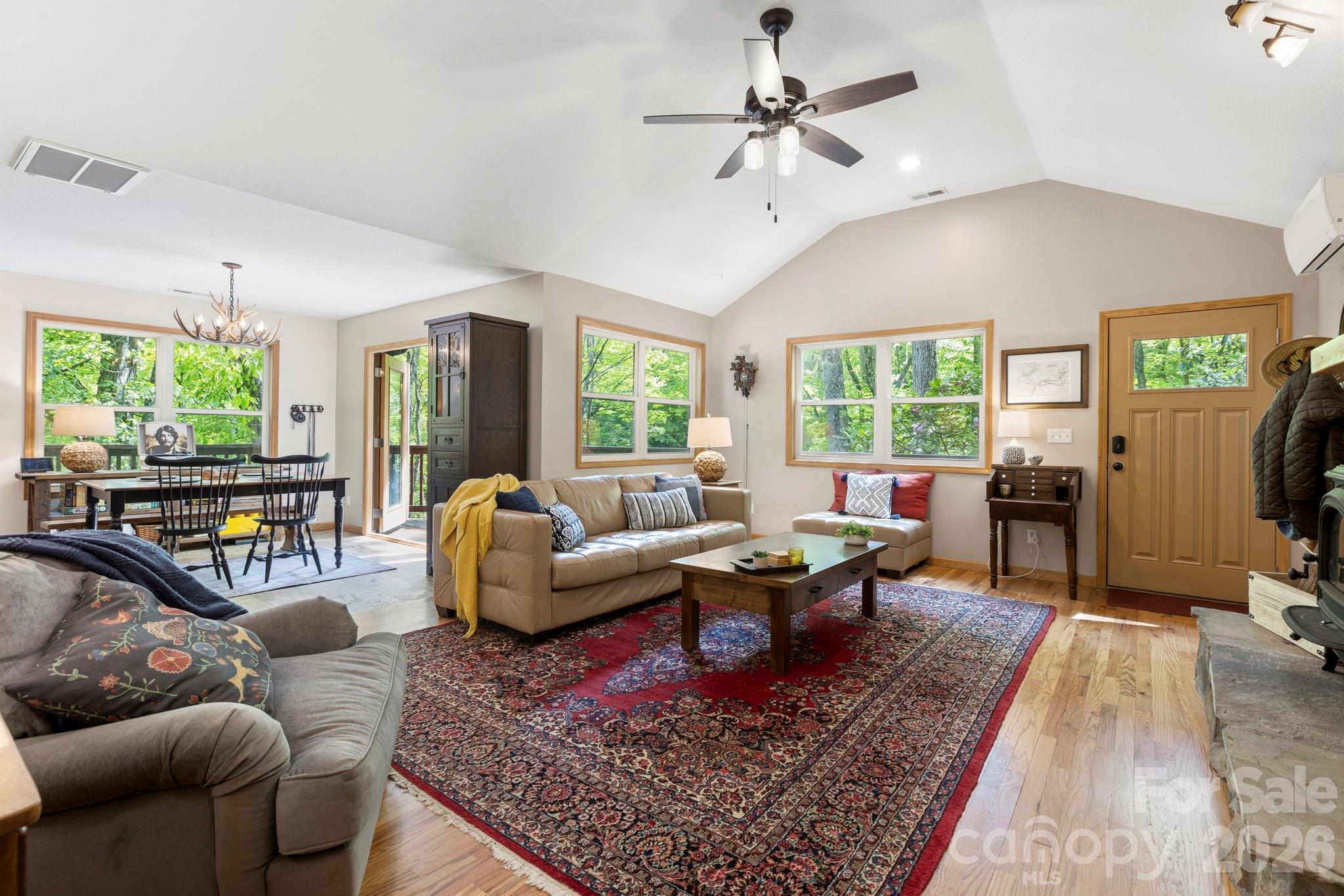 Tons of windows w/ creek and mountain views - 500 Winter Star Road, Burnsville