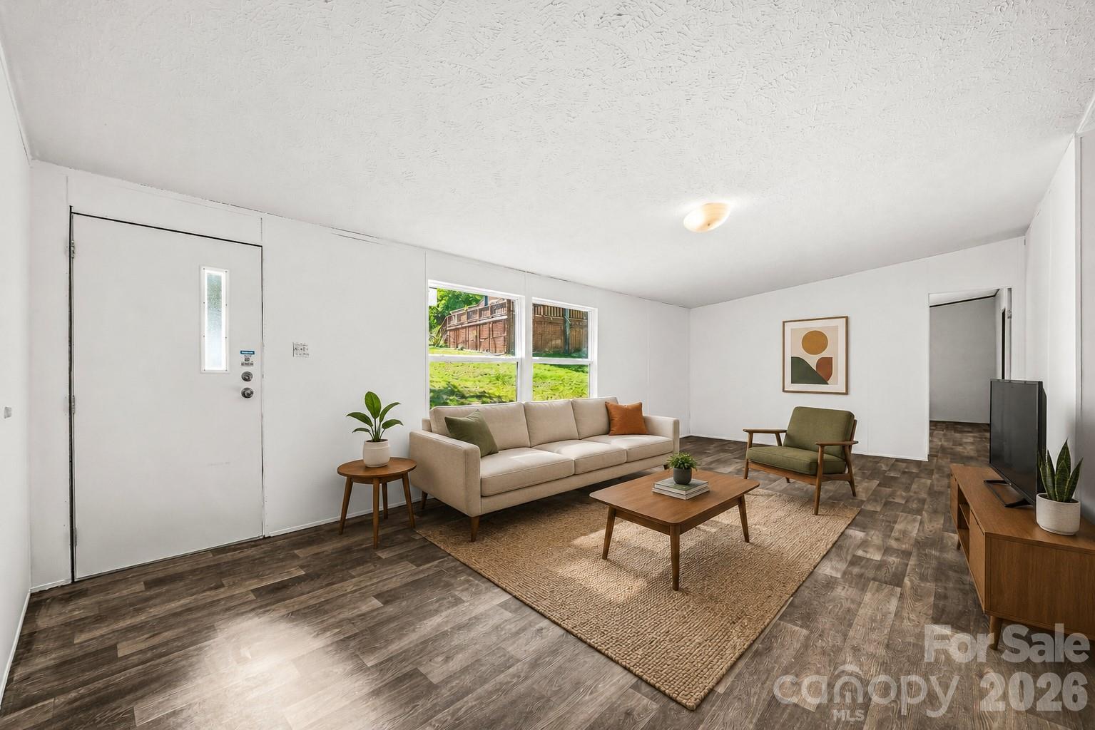 Virtually staged living room - 45 Alan Retreat Road, Hendersonville