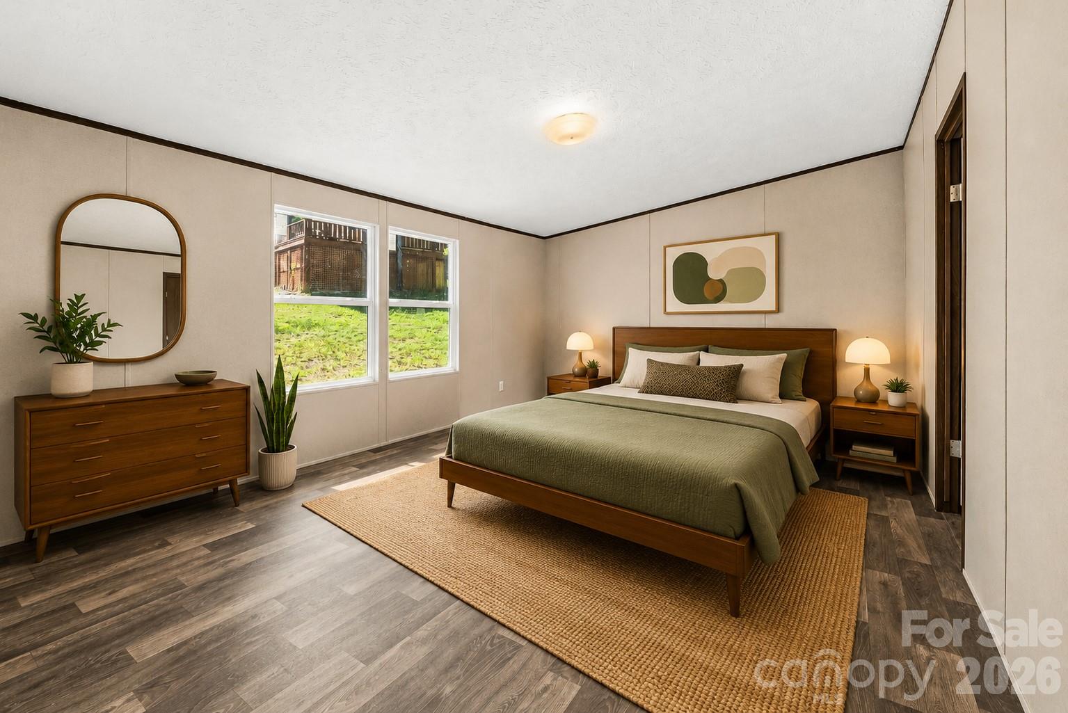 Virtually staged primary bedroom - 45 Alan Retreat Road, Hendersonville