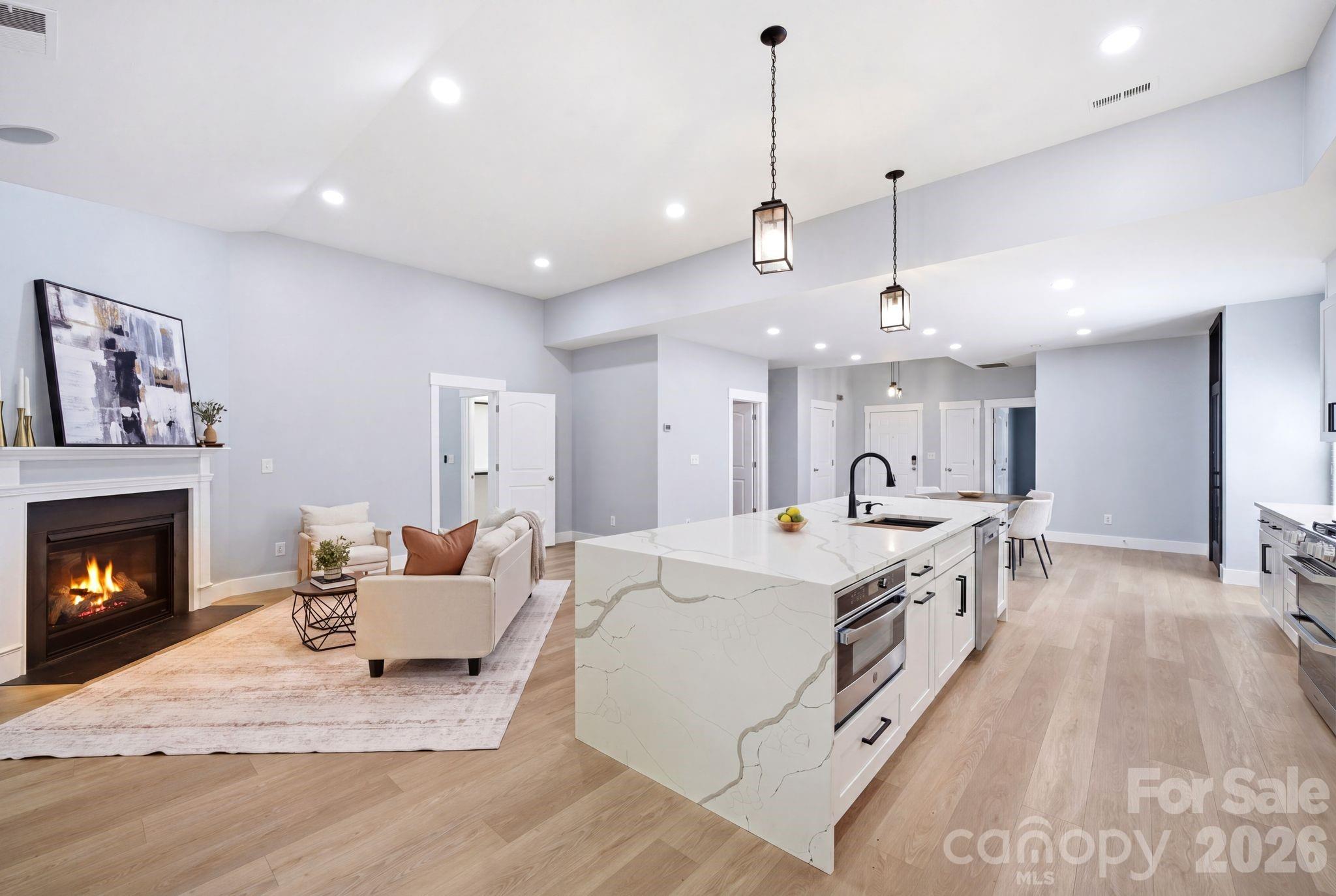 Kitchen and Living Room - 3824 Martele Drive, Mint Hill