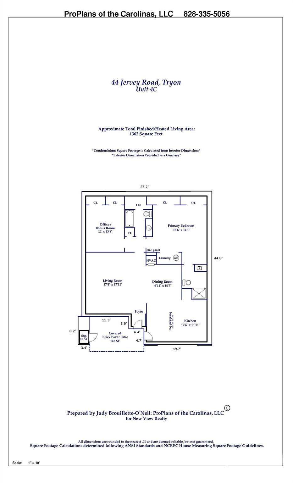 Floor Plan showing open layout and large primary bedroom and bonus room. - 44 Jervey Road, Tryon