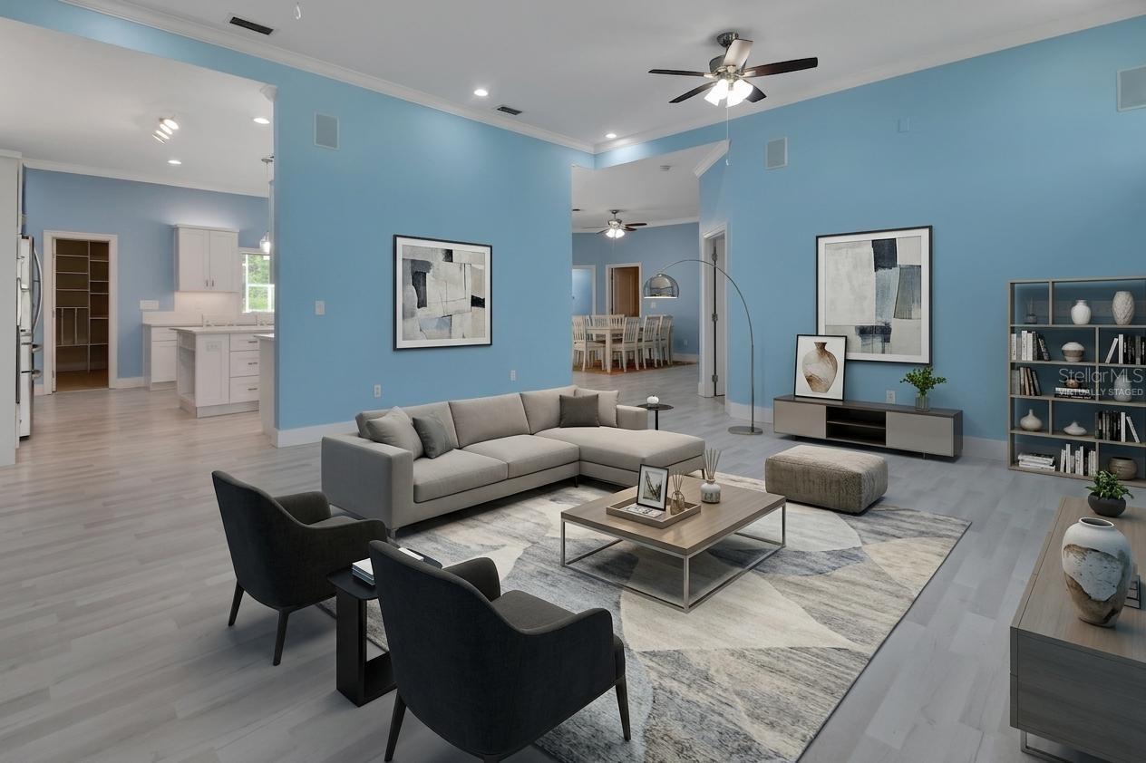 Virtually Staged Living Room - 2590 ERENA DR, NEW SMYRNA BEACH
