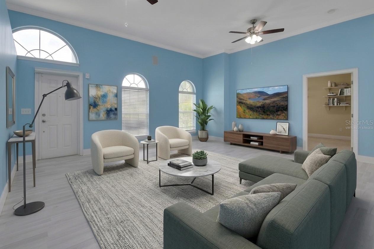 Virtually Staged Living Room - 2590 ERENA DR, NEW SMYRNA BEACH