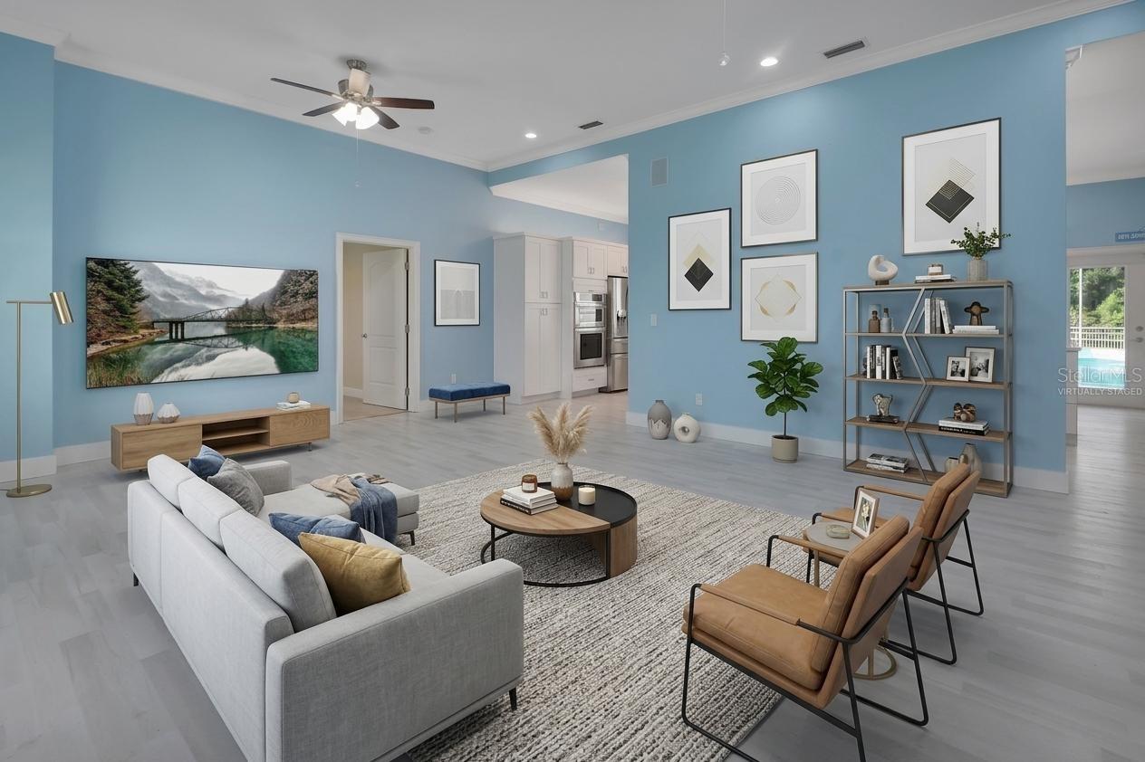 Virtually Staged Living Room - 2590 ERENA DR, NEW SMYRNA BEACH