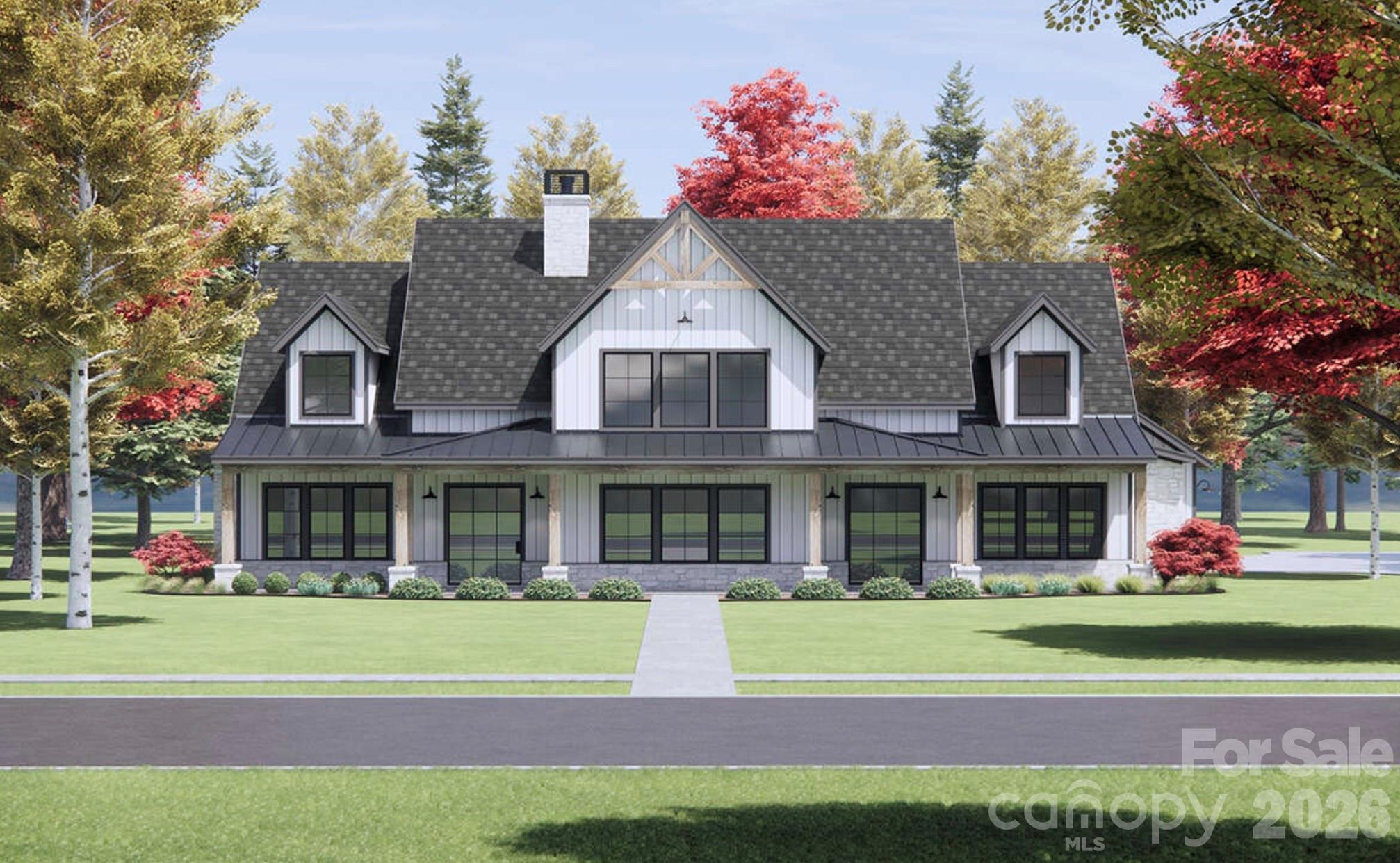 Proposed 2-story modern farmhouse features a symmetrical facade with clean lines and a welcoming, classic aesthetic. - Lot 2 Country Estates Drive, Waxhaw
