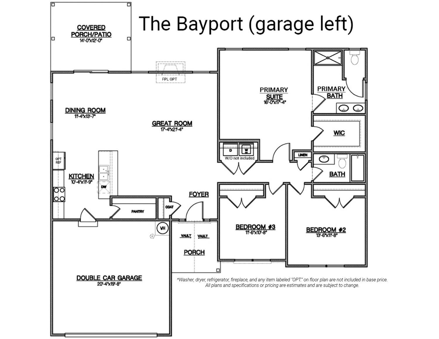 Bayport floor plan, which will be garage left on this lot - 130 Windstone Crossing Trail, Troutman