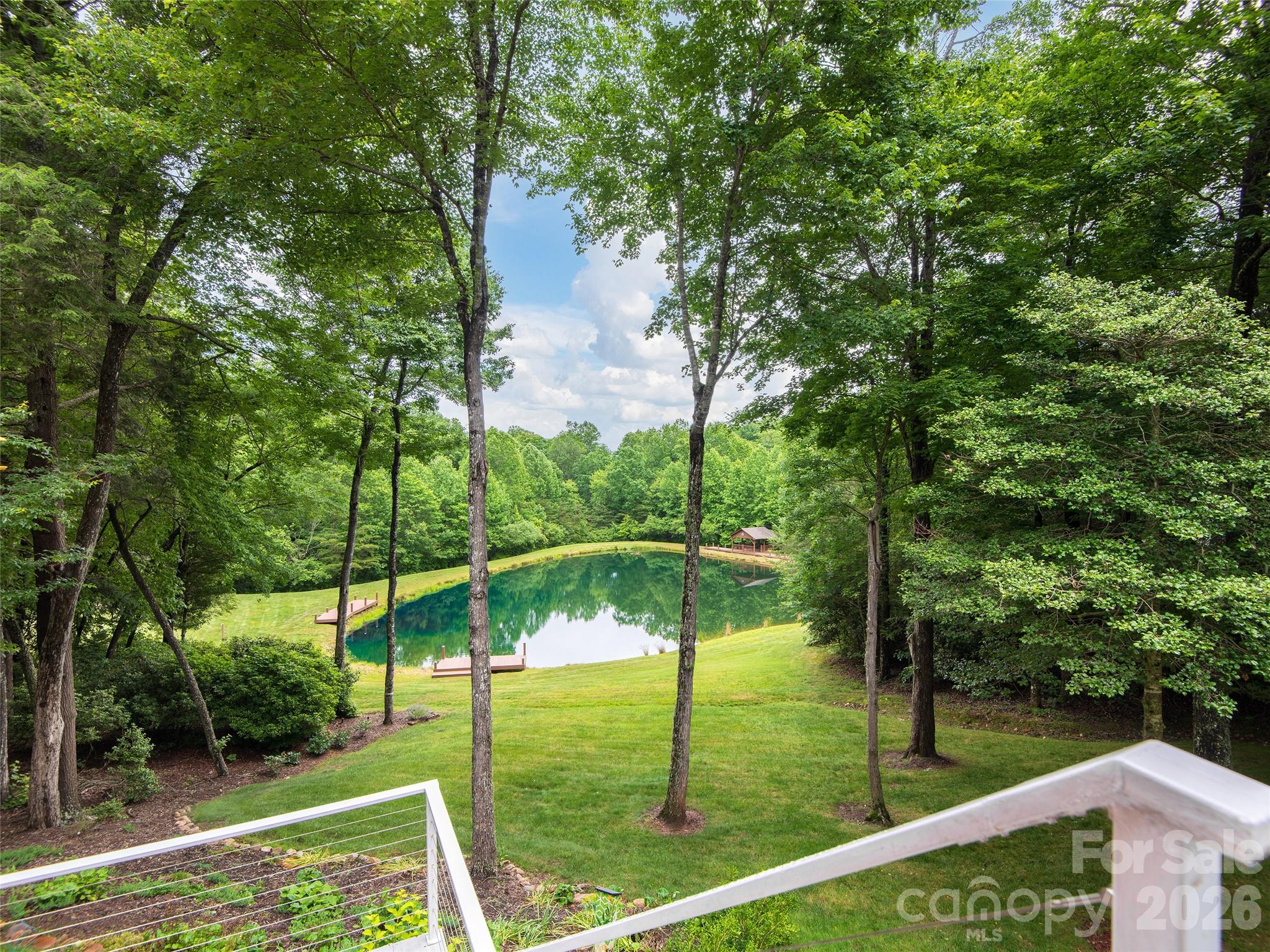 View of community pond from deck & sunroom - 48 Smokemont Drive, Arden
