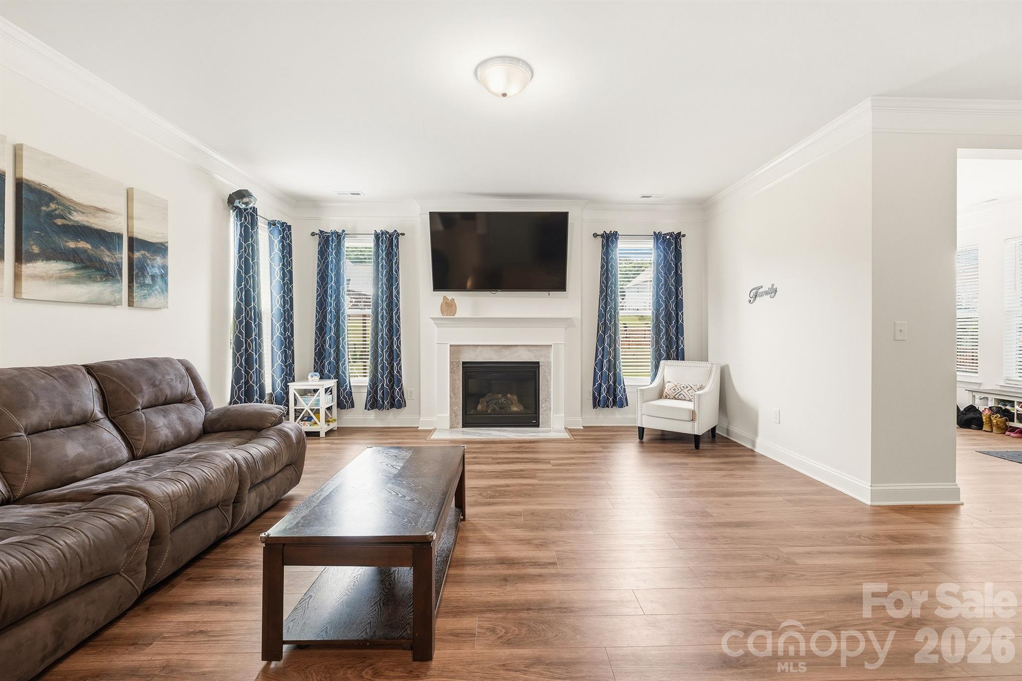 Living Room with Gas Fireplace - 282 Bouchard Drive, Waxhaw