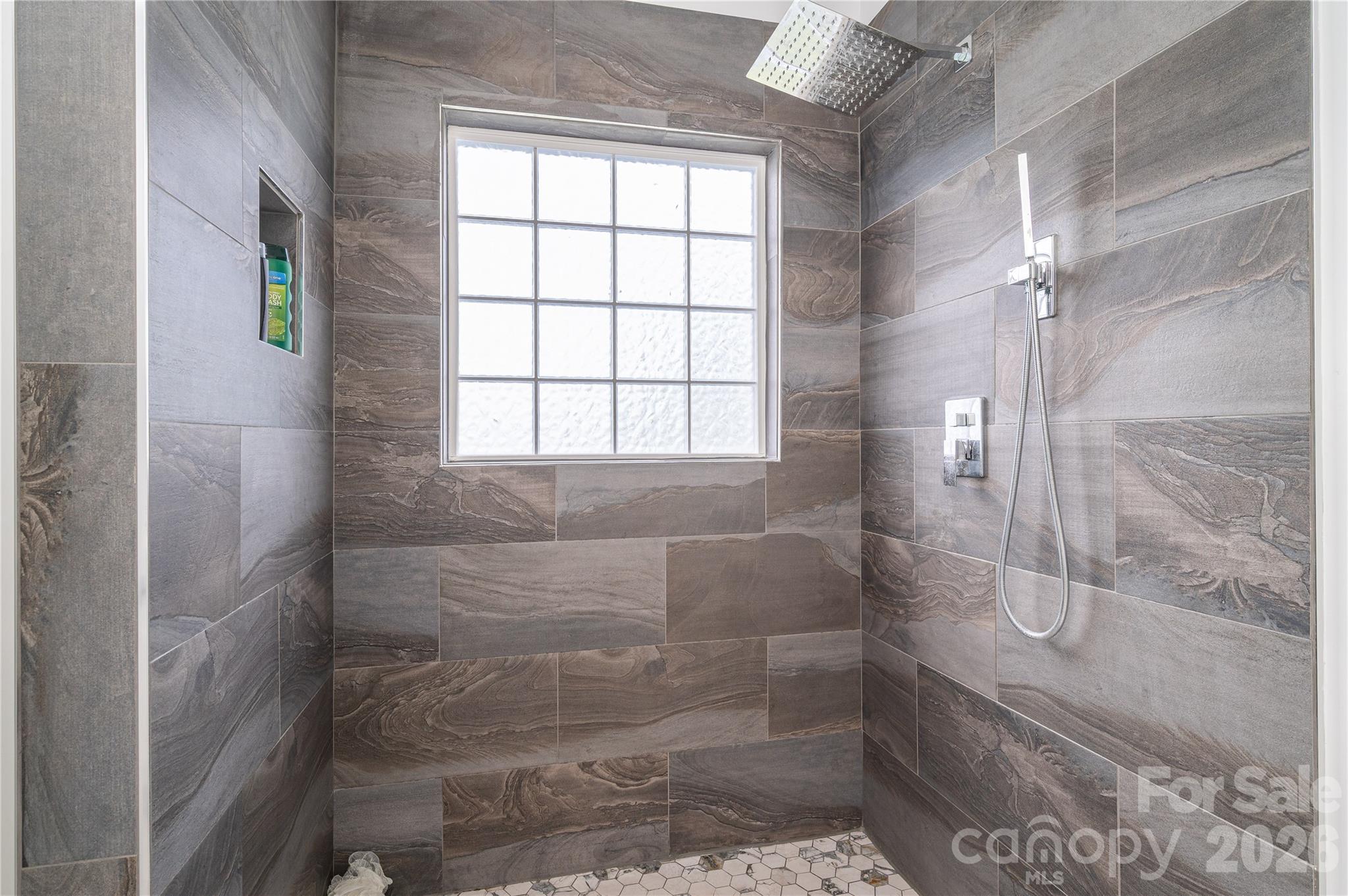 Walk-in shower in primary bath, no glass shower door to clean - 2725 Eagle Drive, Lincolnton
