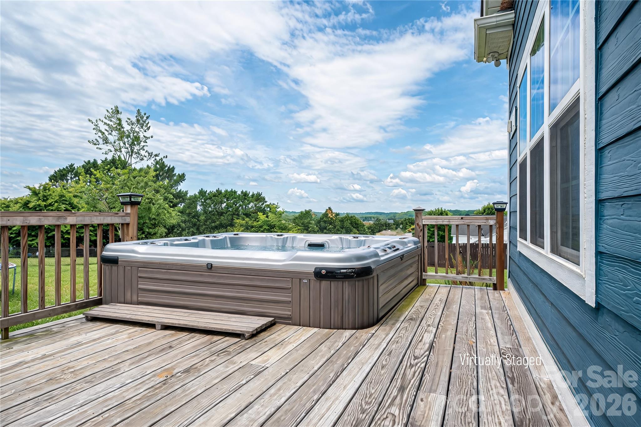 Back deck with virtual hot tub in place - 2725 Eagle Drive, Lincolnton