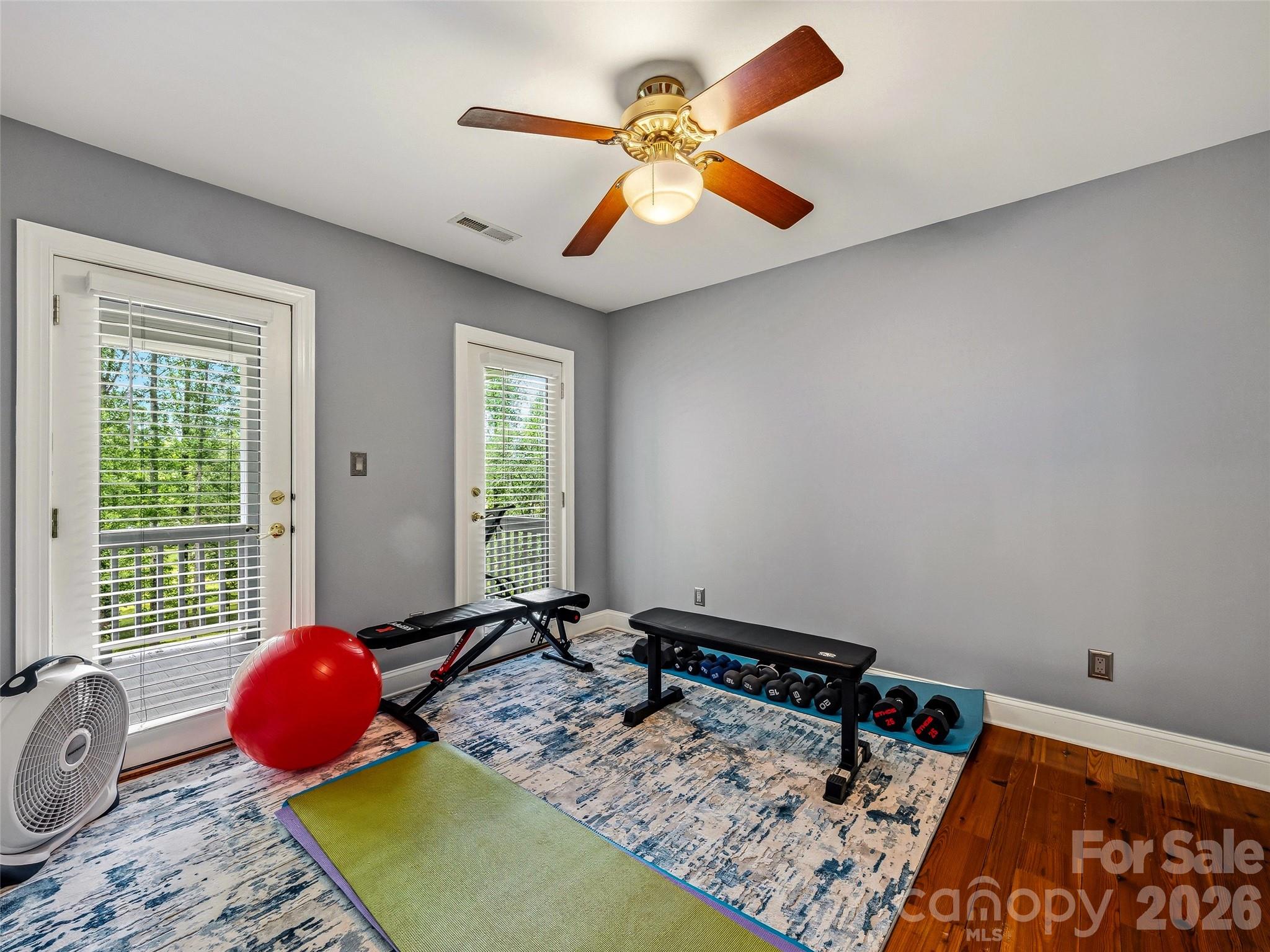 Upper level gym or office opens to porch - 243 Poplar Lane, Pisgah Forest