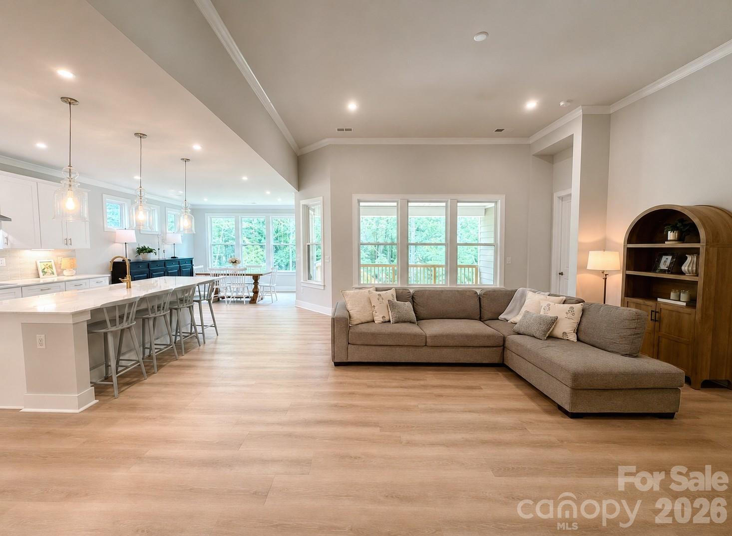 Very spacious open gathering space - living room, dining area and kitchen - 114 Jentri Way, Mooresville