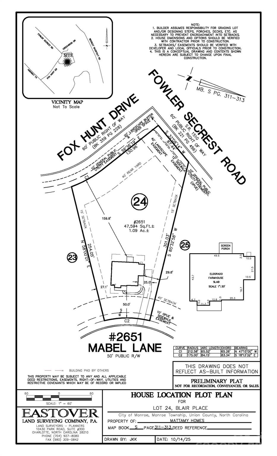 Preliminary Plot Print - 2651 Mabel Lane, Monroe