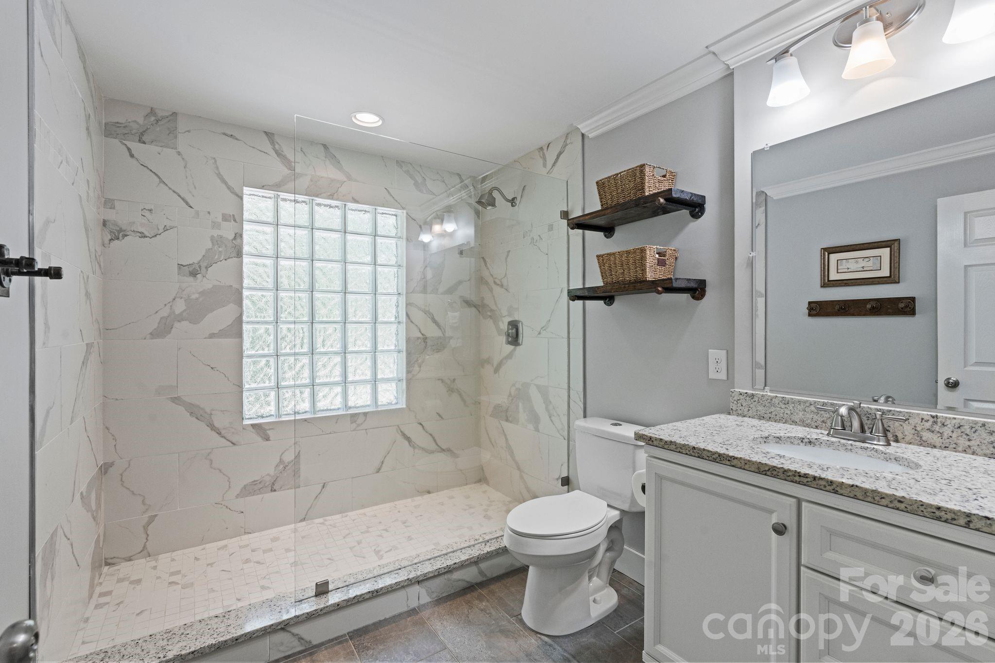 2nd full bathroom with another large walk-in tile shower - 383 Sundown Road, Mooresville