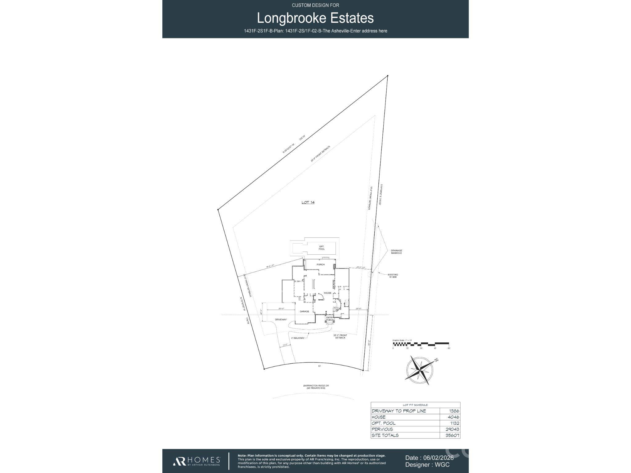 Custom Home for Homesite #14 - Pool is shown for visualization of space and is not included in the list price. - 7316 Barrington Ridge Drive, Fort Mill