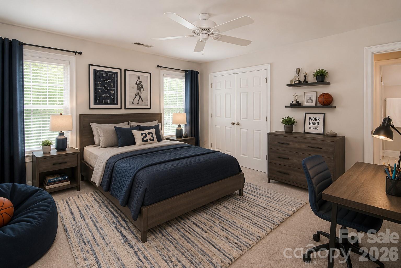 Bedroom # 3 has 2 large windows and large closet. - 1015 Estate Lane, Matthews