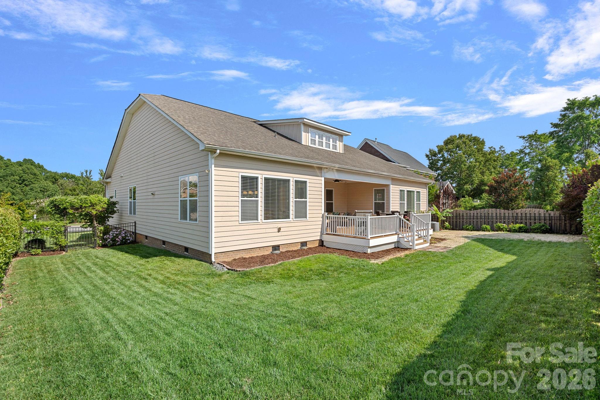 Fenced in private & level Backyard - 10654 Rippling Stream Drive NW, Concord