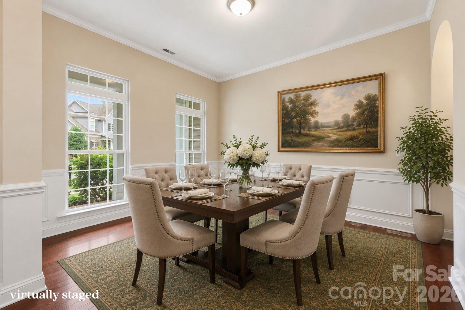 virtually staged dining room - 878 Treasure Court, Fort Mill