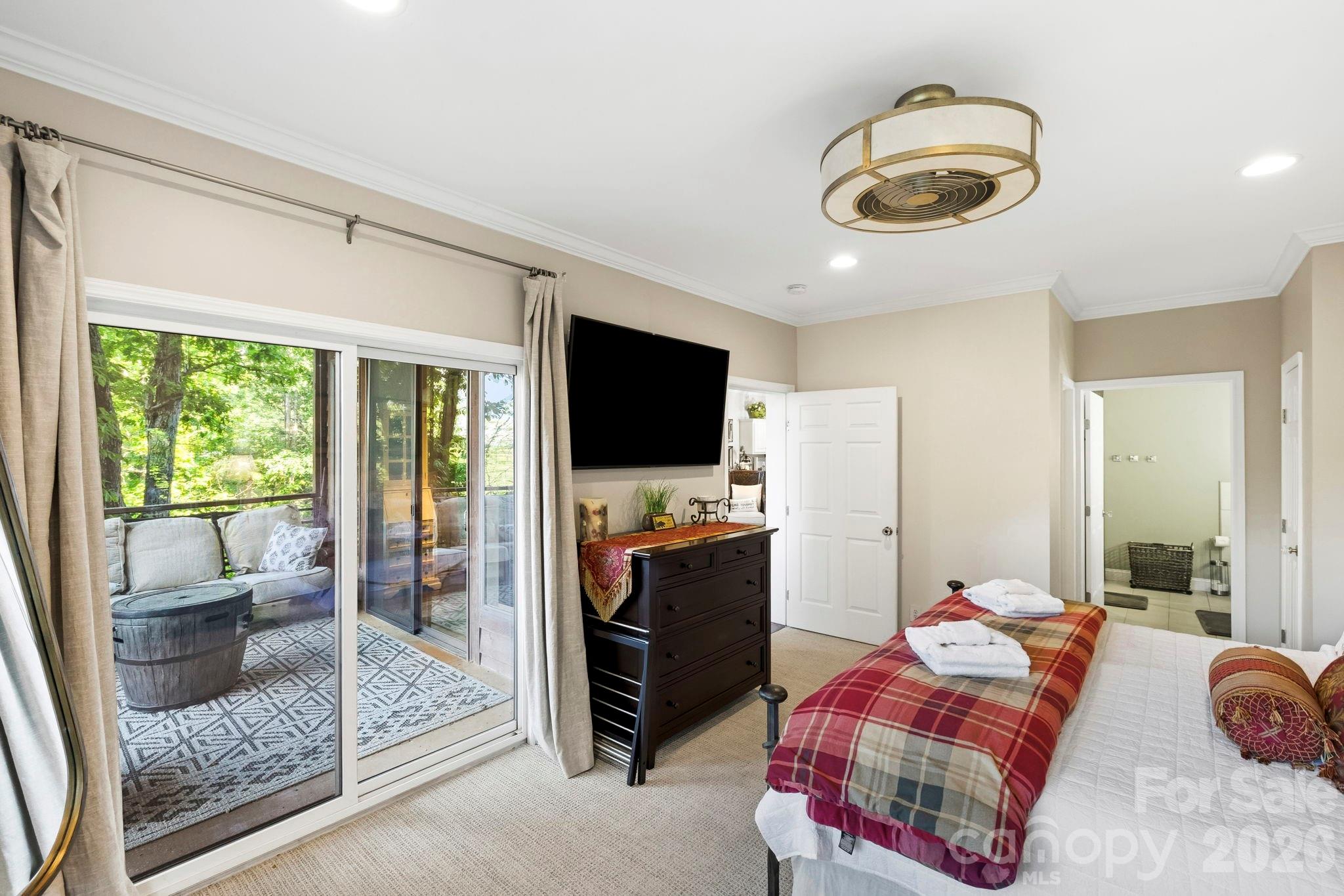 Primary Bedroom w/Porch Access - 30 Lower Tanglewood Road E, Lake Toxaway