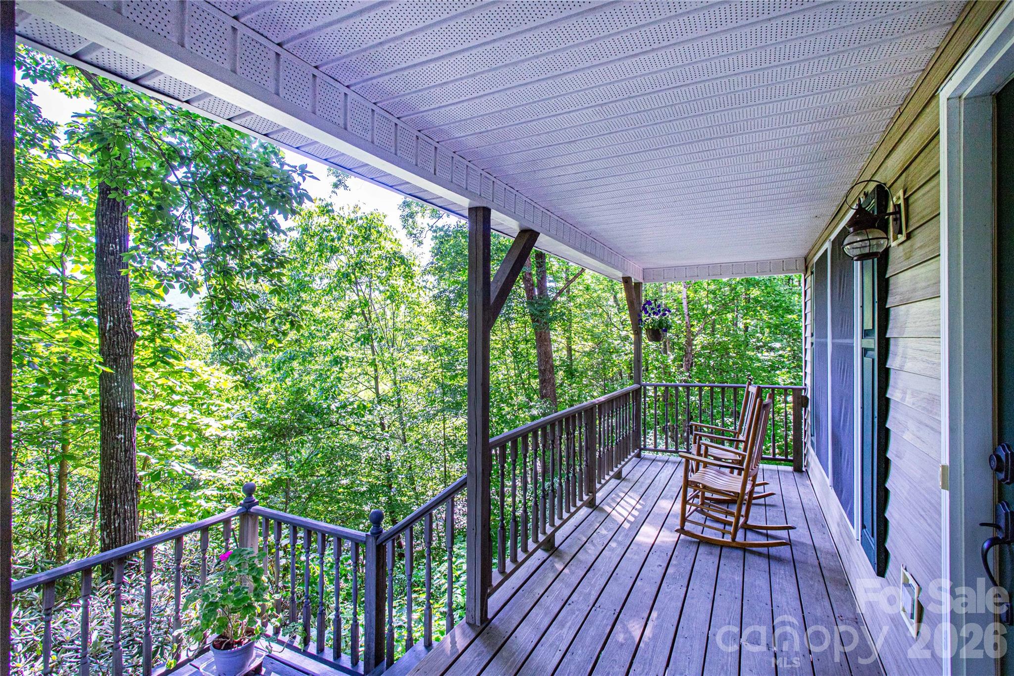 Beautiful large front porch allows you to enjoy mountain views and fresh air. - 22 Great Aspen Way, Black Mountain