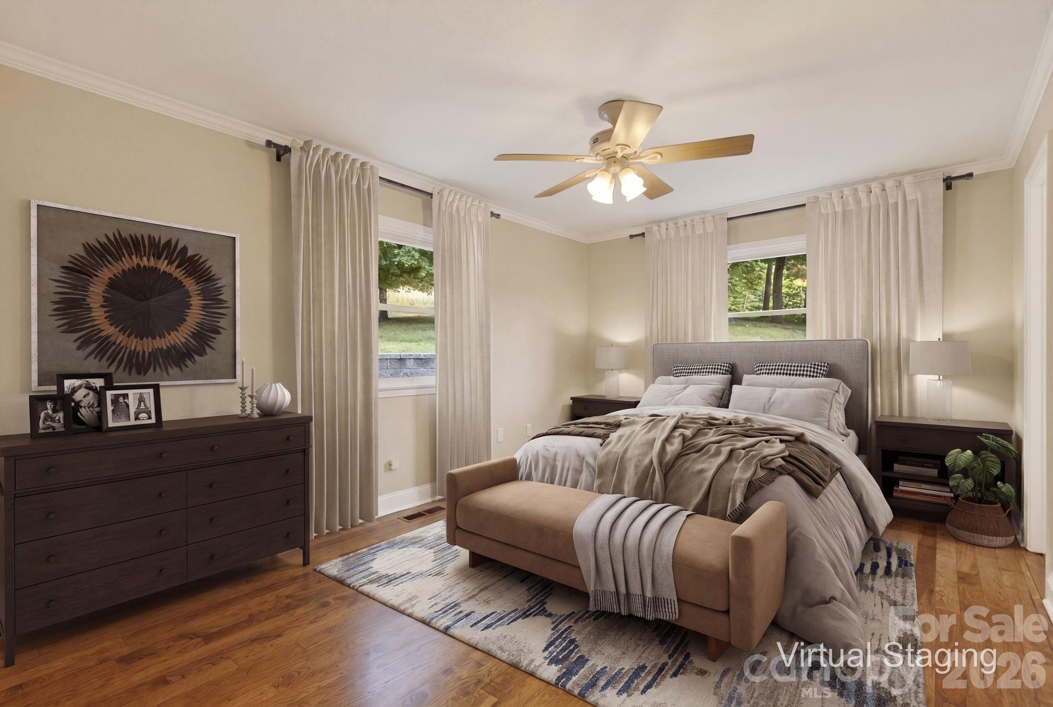 Virtually staged primary bedroom - 97 Whippoorwill Lane, Fairview