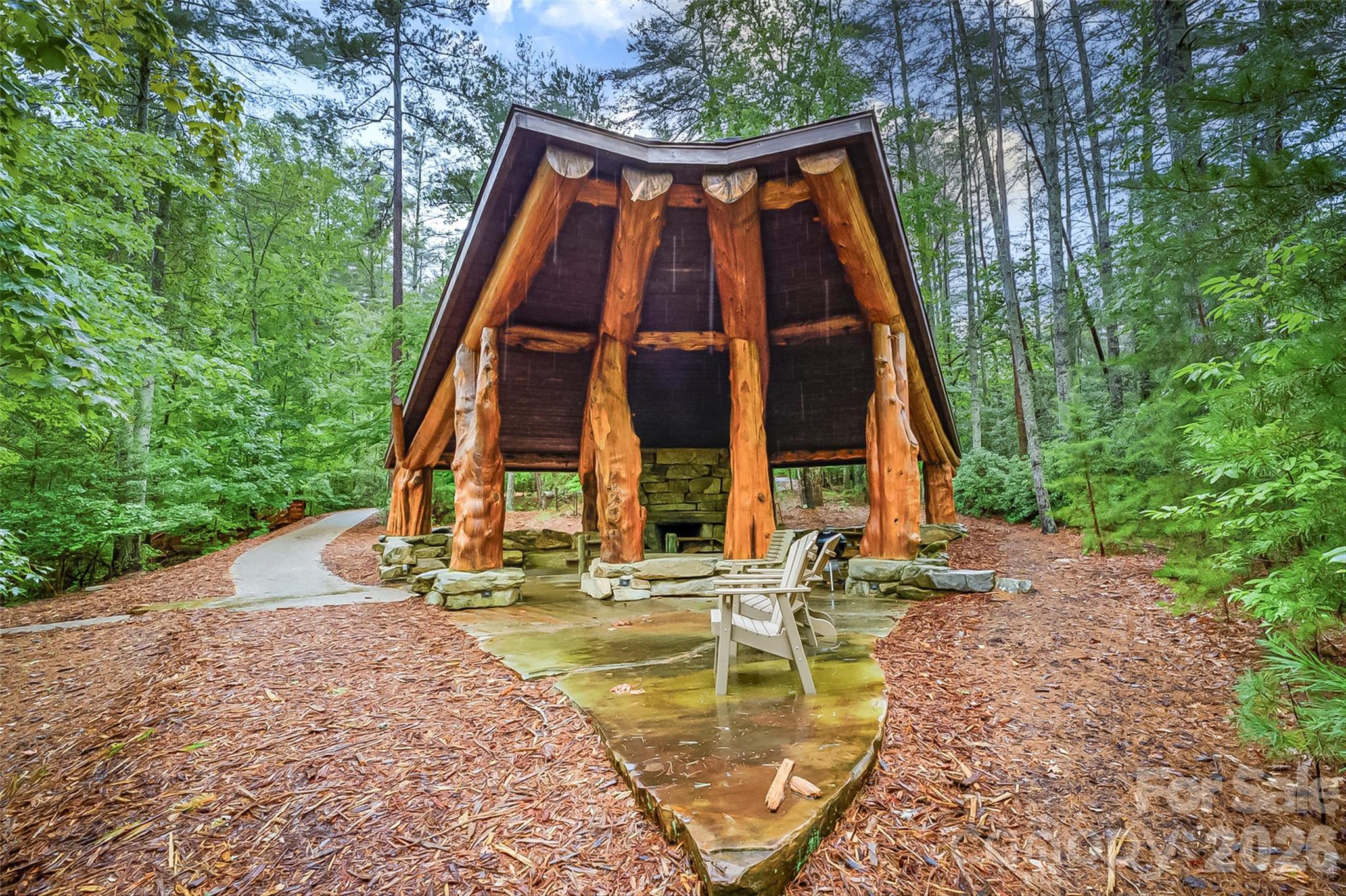 Pavilion with huge stone fireplace at Lake Camp - 130 Settlement Ridge Drive, Marion