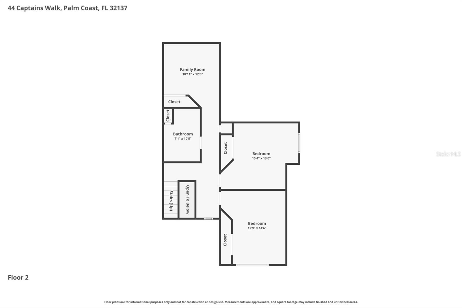 Upstairs floor plan - 44 CAPTAINS WALK, PALM COAST