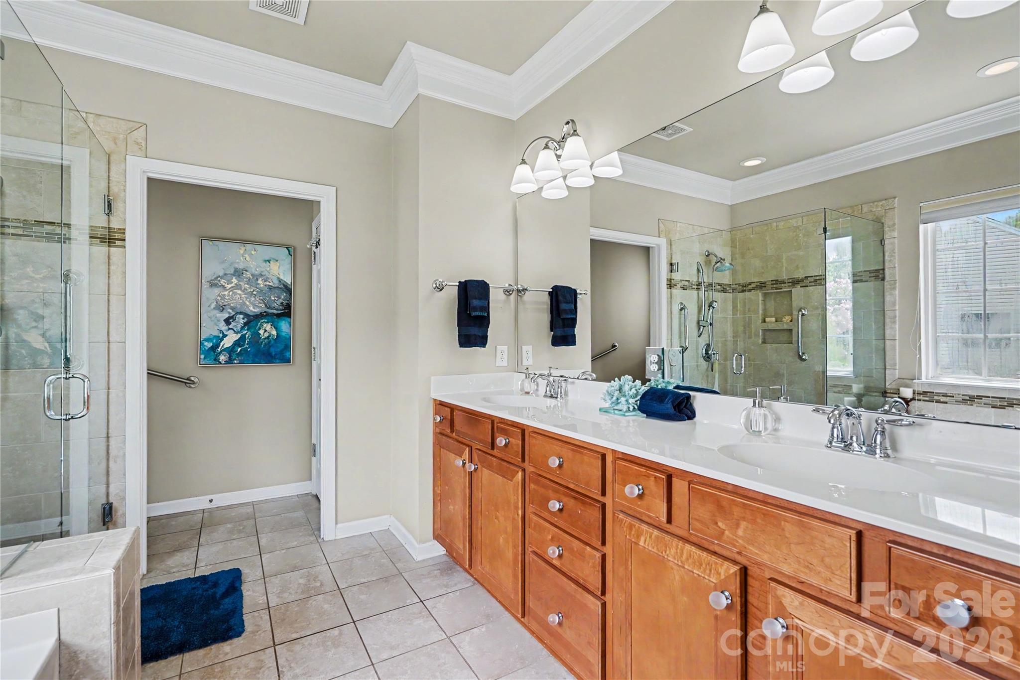 Primary Bathroom features a garden tub and walk-in shower. - 3016 Chipper Court, Indian Land