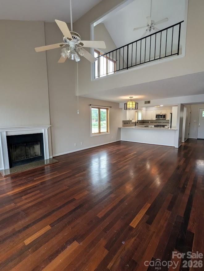 Living room with fireplace and loft - 100 Northshore Court, Cherryville