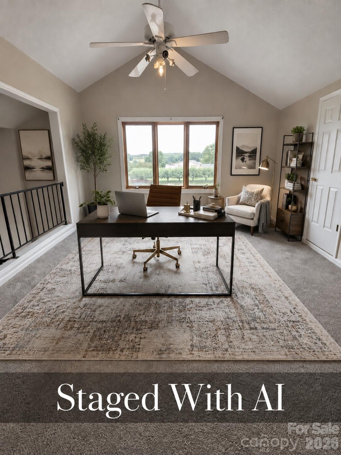Loft staged with AI as a home office. - 100 Northshore Court, Cherryville