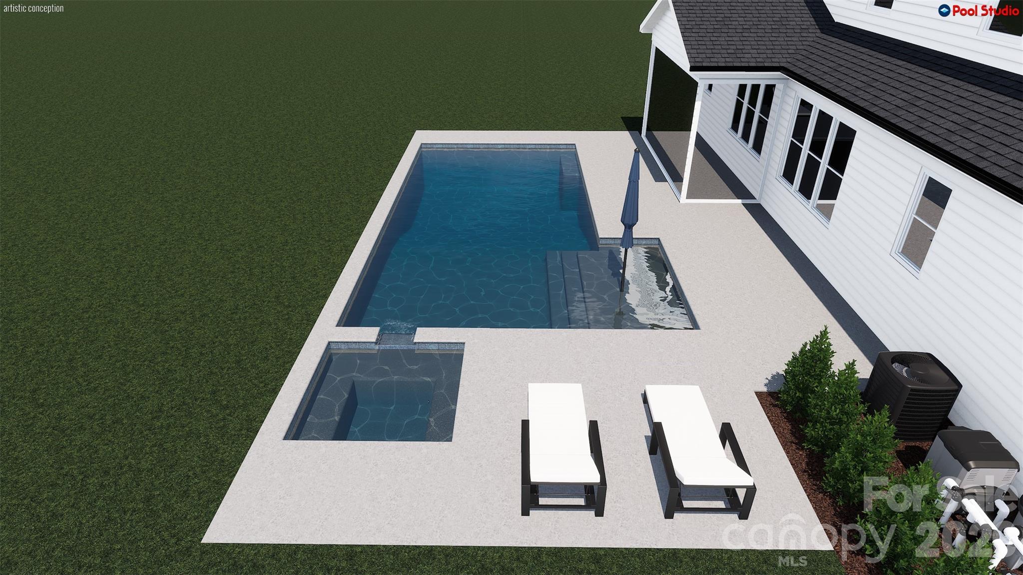 Rendering for potential pool on homesite 96 - 5054 McLaughlin Loop, Waxhaw