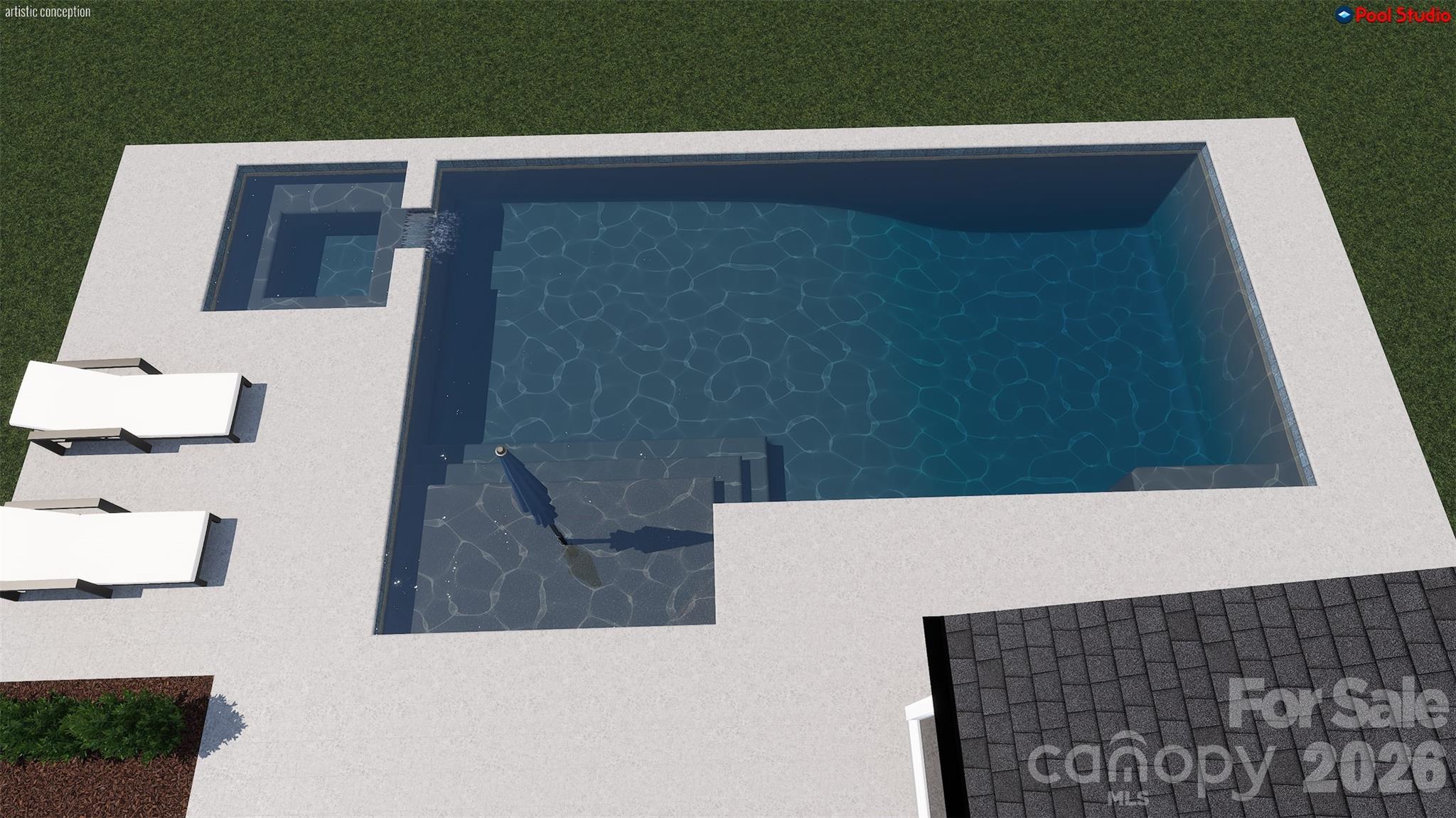 Rendering for potential pool on homesite 96 - 5054 McLaughlin Loop, Waxhaw